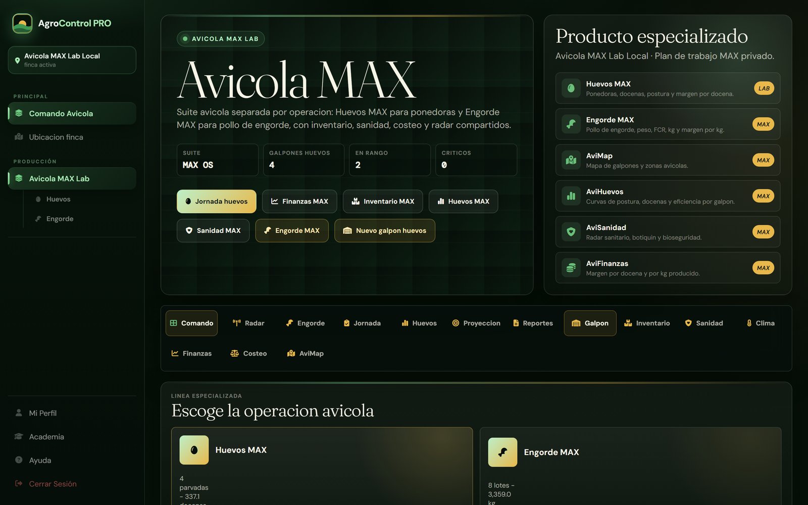Comando Avícola con lectura separada de Huevos y Engorde